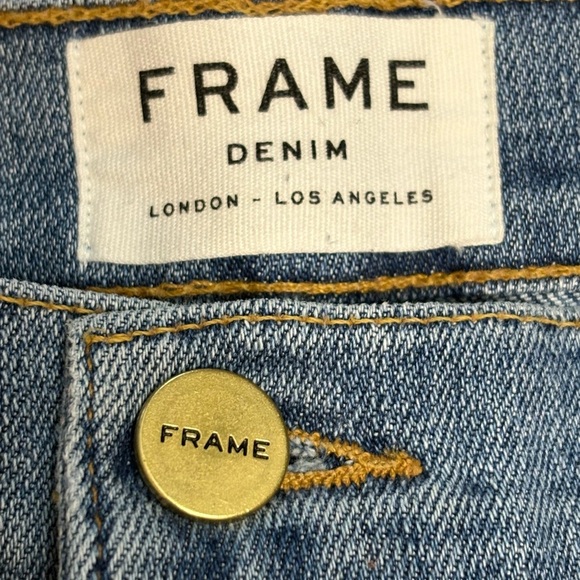 FRAME Le Garcon Mid Rise Relaxed Straight Leg Released Raw Hem Blue Jean Size 31 - Picture 6 of 13